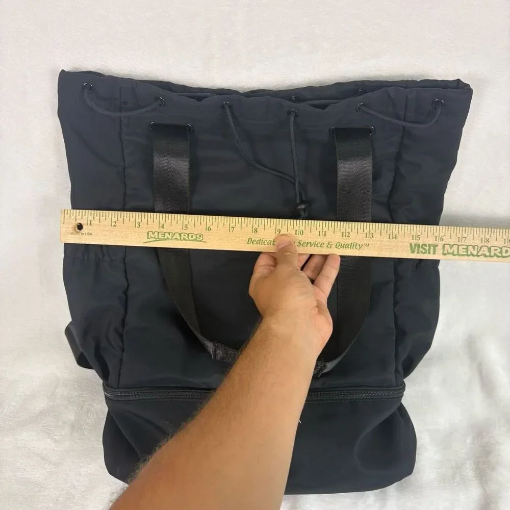 Beyond‎ Yoga Black Drawstring Top Tote Backpack Bag Medium